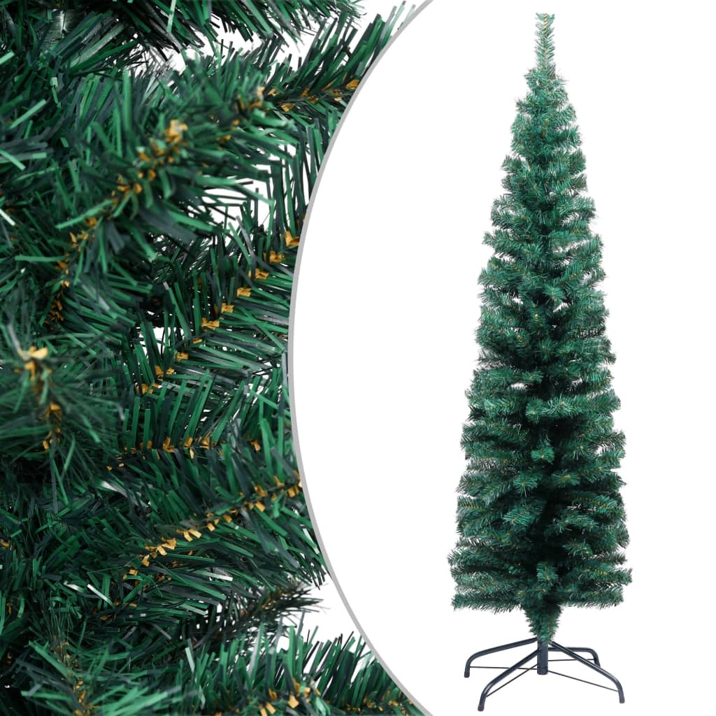 Slim Artificial Christmas Tree with LED Lights & Ball Set