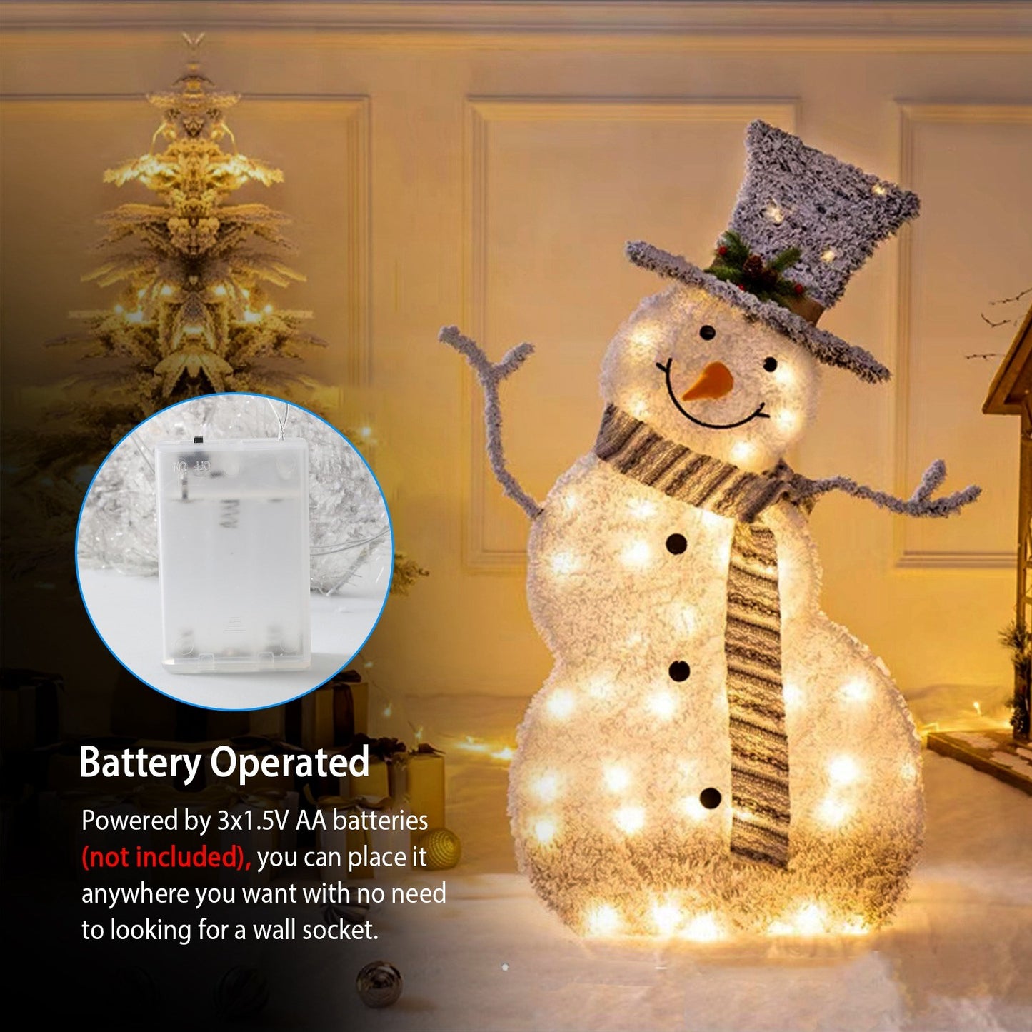 LED/Battery Operated Snowman Collapsible Decoration