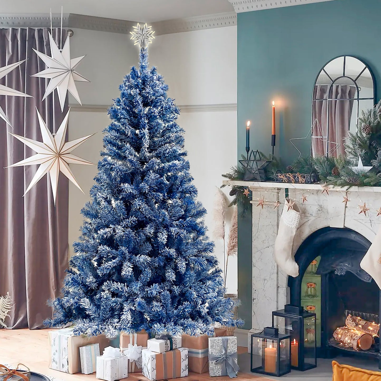 6FT Pre-Lit Hinged Artificial Fir Christmas Tree