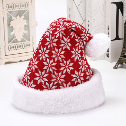 Snowflake/Deer Knitted Wool Flannelette Adult Christmas Winter Hat