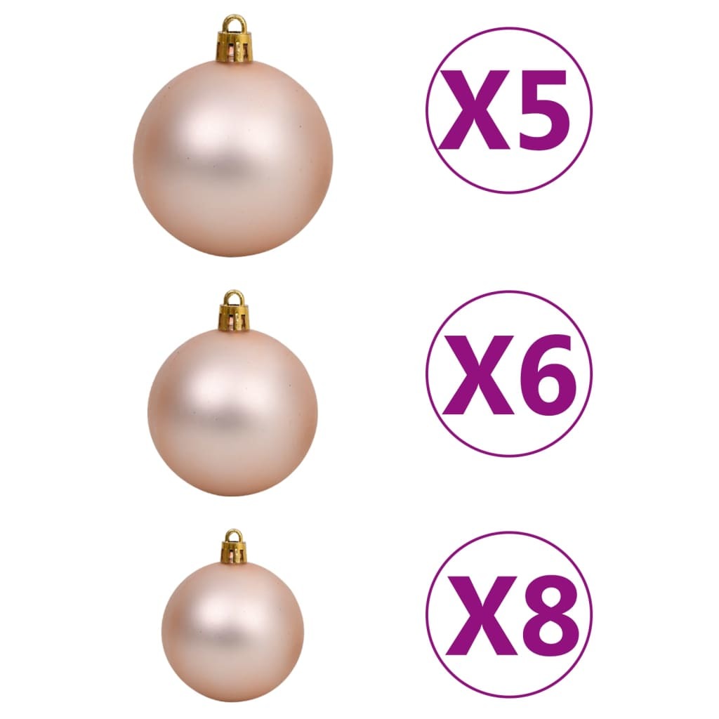 Slim Artificial Christmas Tree with LED Lights & Ball Set