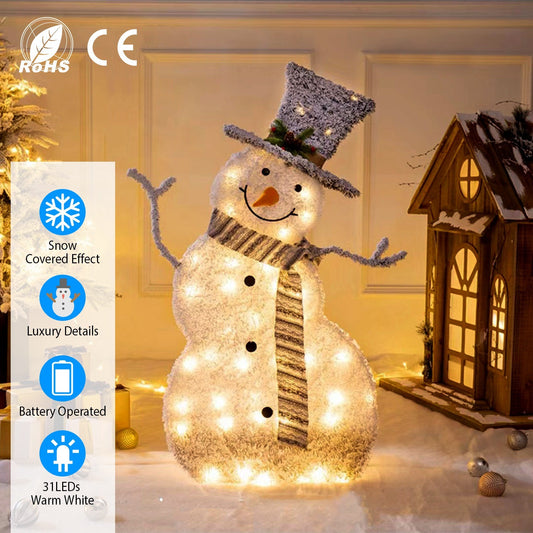 LED/Battery Operated Snowman Collapsible Decoration