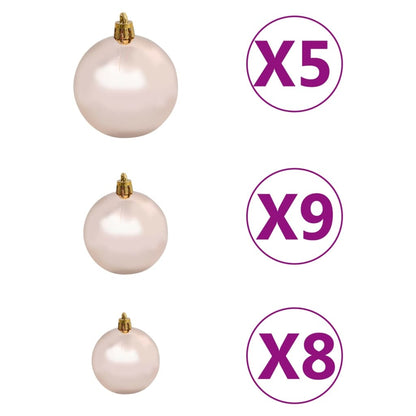 Slim Artificial Christmas Tree with LED Lights & Ball Set