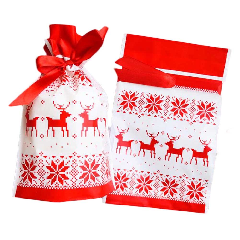 20 Pcs Elk Snowflake Drawstring Gift Wrapping Bags