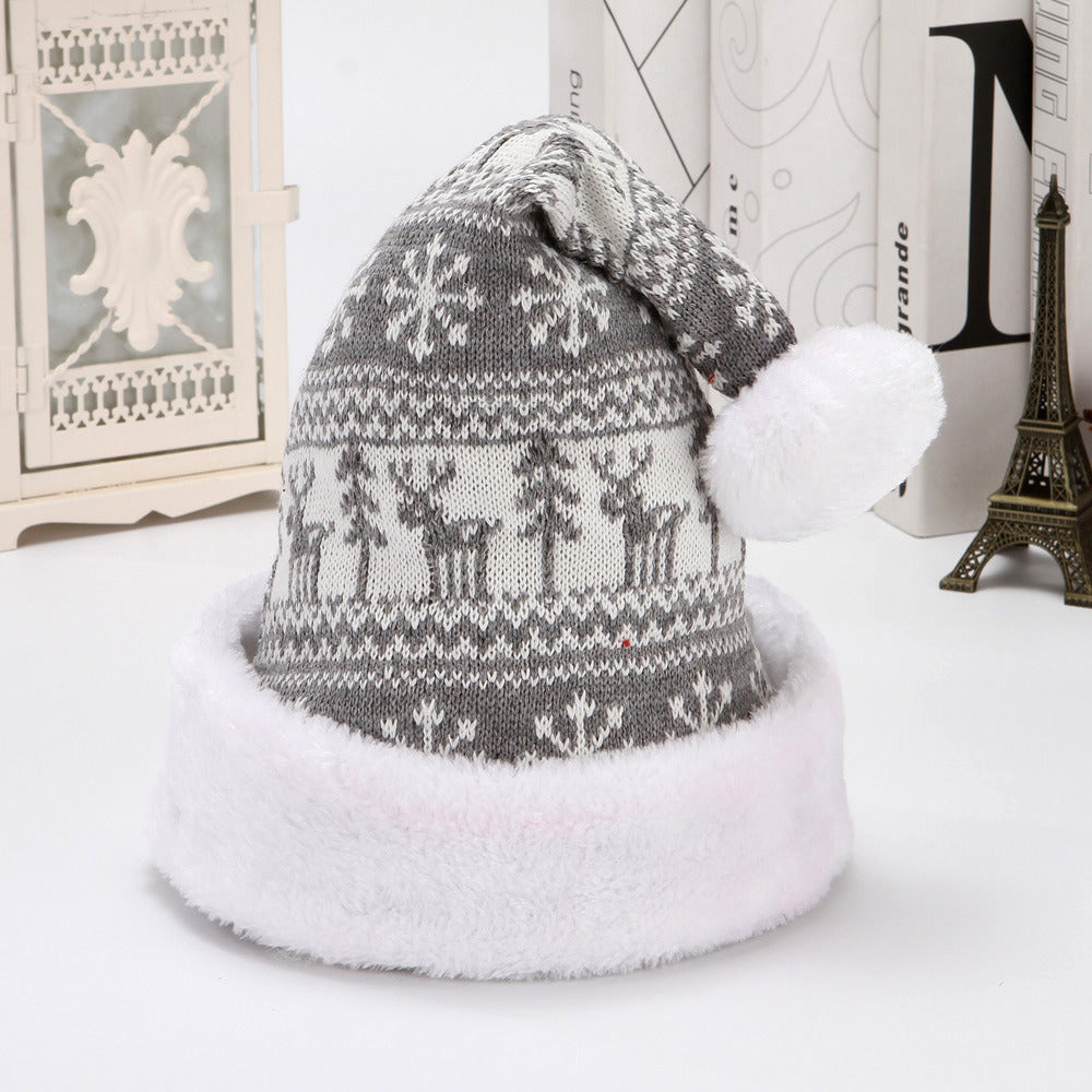 Snowflake/Deer Knitted Wool Flannelette Adult Christmas Winter Hat