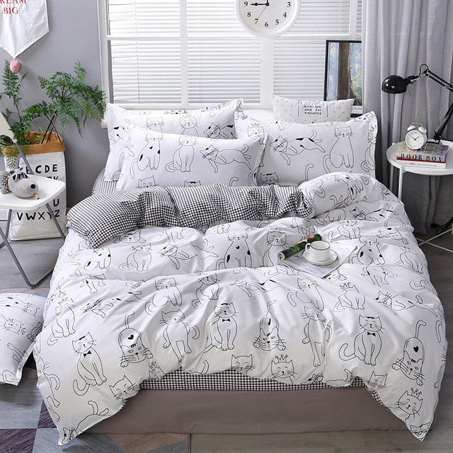 Solstice Home Cute Cat Kitty Duvet Cover Set