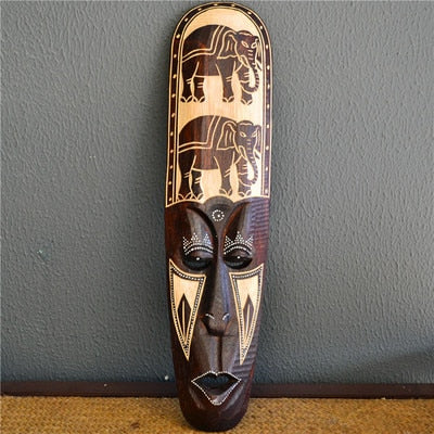 Indonesia Solid Wood Carving Painted Mask Wall Decoration