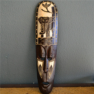 Indonesia Solid Wood Carving Painted Mask Wall Decoration