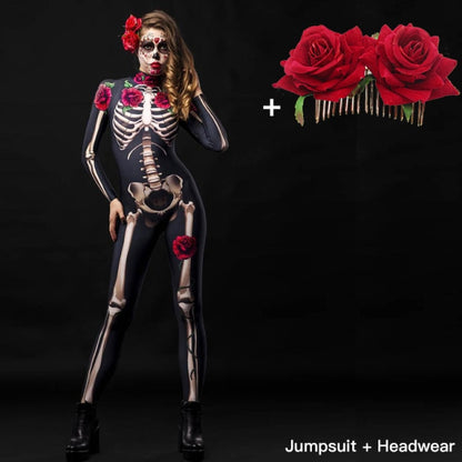 Rose Skeleton Halloween Jumpsuit