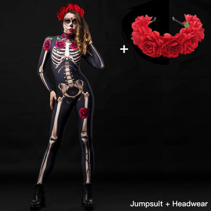 Rose Skeleton Halloween Jumpsuit