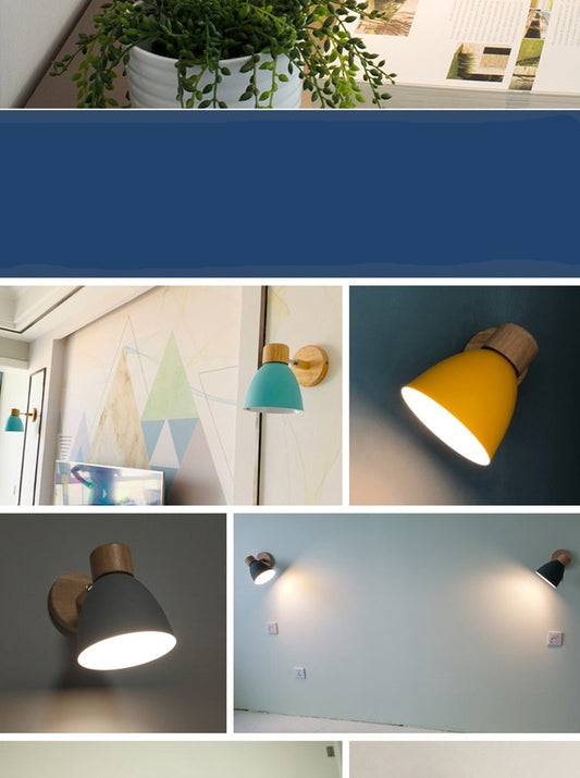 Wooden Lamp With Switch Wall Sconce
