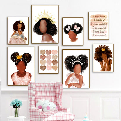 Black Girl Princess Canvas Wall Art