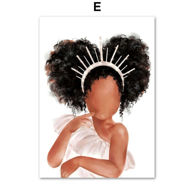 Black Girl Princess Canvas Wall Art