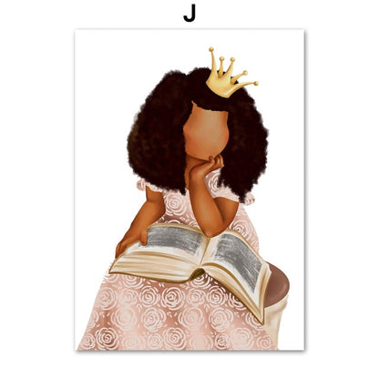 Black Girl Princess Canvas Wall Art