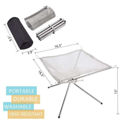 Portable Stainless Steel Foldable Firepit with Storage Bag