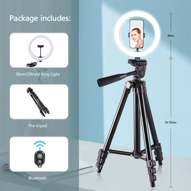 Photo Led Selfie Ring Light with Phone Remote Control and Tripod Stand