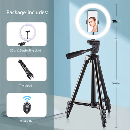 Photo Led Selfie Ring Light with Phone Remote Control and Tripod Stand